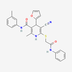 5-cyano-4-(furan-2-yl)-2-methyl-6-((2-oxo-2-(phenylamino)ethyl)thio)-N-(m-tolyl)-1,4-dihydropyridine-3-carboxamide