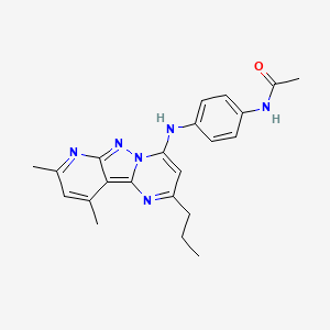 molecular formula C22H24N6O B2516130 N-{4-[(8,10-dimethyl-2-propylpyrido[2',3':3,4]pyrazolo[1,5-a]pyrimidin-4-yl)amino]phenyl}acetamide CAS No. 879574-88-6