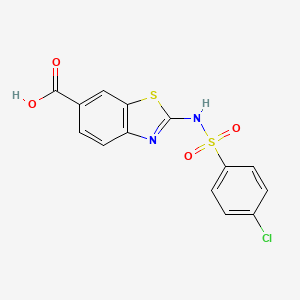 molecular formula C14H9ClN2O4S2 B2516137 2-[(4-氯苯基)磺酰基]氨基-1,3-苯并噻唑-6-羧酸 CAS No. 929853-97-4