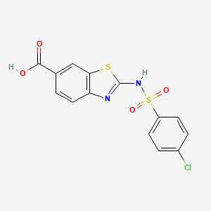 molecular formula C14H9ClN2O4S2 B2516137 2-{[(4-Chlorophenyl)sulfonyl]amino}-1,3-benzothiazole-6-carboxylic acid CAS No. 929853-97-4