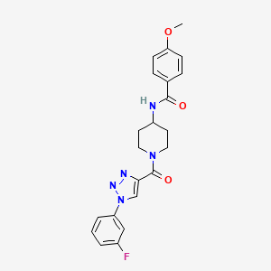 molecular formula C22H22FN5O3 B2516138 N-(1-(1-(3-fluorophenyl)-1H-1,2,3-triazole-4-carbonyl)piperidin-4-yl)-4-methoxybenzamide CAS No. 1251607-86-9