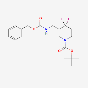 molecular formula C19H26F2N2O4 B2516147 3-((苄氧羰基氨基)甲基)-4,4-二氟哌啶-1-羧酸叔丁酯 CAS No. 1881321-39-6