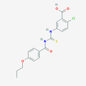 2-Chloro-5-({[(4-propoxybenzoyl)amino]carbothioyl}amino)benzoic acid