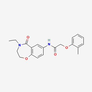 molecular formula C20H22N2O4 B2516151 N-(4-ethyl-5-oxo-2,3,4,5-tetrahydrobenzo[f][1,4]oxazepin-7-yl)-2-(o-tolyloxy)acetamide CAS No. 922001-75-0