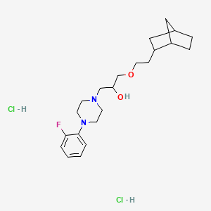 molecular formula C22H35Cl2FN2O2 B2516158 1-(2-((1R,4S)-bicyclo[2.2.1]heptan-2-yl)ethoxy)-3-(4-(2-fluorophenyl)piperazin-1-yl)propan-2-ol dihydrochloride CAS No. 1351607-74-3