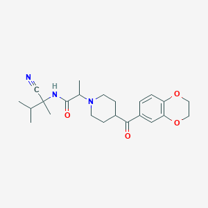 molecular formula C23H31N3O4 B2516160 N-(1-cyano-1,2-dimethylpropyl)-2-[4-(2,3-dihydro-1,4-benzodioxine-6-carbonyl)piperidin-1-yl]propanamide CAS No. 1030788-20-5