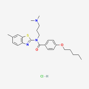 molecular formula C25H34ClN3O2S B2516181 N-(3-(dimethylamino)propyl)-N-(6-methylbenzo[d]thiazol-2-yl)-4-(pentyloxy)benzamide hydrochloride CAS No. 1216981-26-8