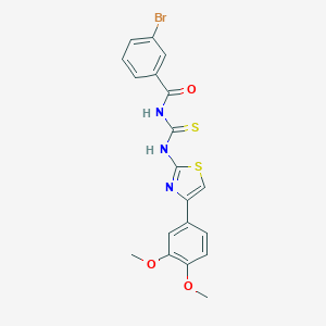 molecular formula C19H16BrN3O3S2 B251619 3-bromo-N-{[4-(3,4-dimethoxyphenyl)-1,3-thiazol-2-yl]carbamothioyl}benzamide 