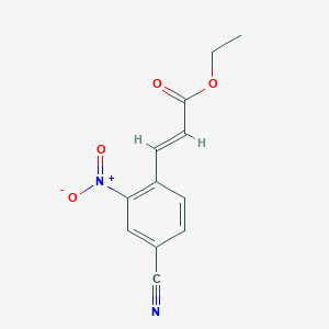 molecular formula C12H10N2O4 B2516212 (E)-Ethyl 3-(4-cyano-2-nitrophenyl)acrylate CAS No. 104291-52-3; 652997-67-6