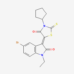 5-(5-Bromo-1-ethyl-2-oxoindolin-3-ylidene)-3-cyclopentyl-2-thioxothiazolidin-4-one