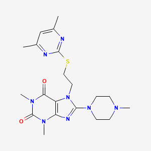 molecular formula C20H28N8O2S B2516246 7-[2-(4,6-Dimethylpyrimidin-2-yl)sulfanylethyl]-1,3-dimethyl-8-(4-methylpiperazin-1-yl)purine-2,6-dione CAS No. 844466-03-1