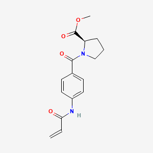 molecular formula C16H18N2O4 B2516251 Methyl (2R)-1-[4-(prop-2-enoylamino)benzoyl]pyrrolidine-2-carboxylate CAS No. 2361588-42-1