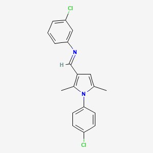 molecular formula C19H16Cl2N2 B2516271 3-chloro-N-{(E)-[1-(4-chlorophenyl)-2,5-dimethyl-1H-pyrrol-3-yl]methylidene}aniline CAS No. 357664-72-3