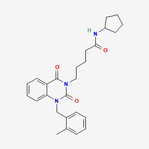molecular formula C26H31N3O3 B2516273 N-cyclopentyl-5-[1-[(2-methylphenyl)methyl]-2,4-dioxoquinazolin-3-yl]pentanamide CAS No. 899787-40-7