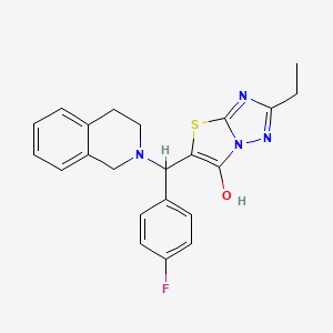 molecular formula C22H21FN4OS B2516275 5-((3,4-dihydroisoquinolin-2(1H)-yl)(4-fluorophenyl)methyl)-2-ethylthiazolo[3,2-b][1,2,4]triazol-6-ol CAS No. 887220-29-3