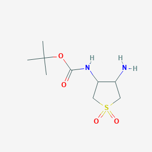 molecular formula C9H18N2O4S B2516278 Tert-butyl N-(4-amino-1,1-dioxothiolan-3-yl)carbamate CAS No. 1780622-49-2