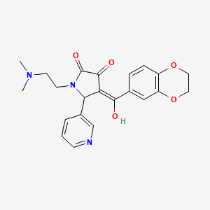 molecular formula C22H23N3O5 B2516279 4-(2,3-dihydrobenzo[b][1,4]dioxine-6-carbonyl)-1-(2-(dimethylamino)ethyl)-3-hydroxy-5-(pyridin-3-yl)-1H-pyrrol-2(5H)-one CAS No. 618404-61-8