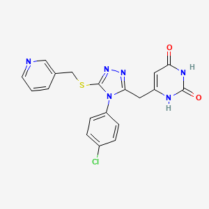 molecular formula C19H15ClN6O2S B2516283 6-[[4-(4-氯苯基)-5-(吡啶-3-基甲硫烷基)-1,2,4-三唑-3-基]甲基]-1H-嘧啶-2,4-二酮 CAS No. 852155-05-6