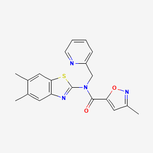 molecular formula C20H18N4O2S B2516286 N-(5,6-dimethylbenzo[d]thiazol-2-yl)-3-methyl-N-(pyridin-2-ylmethyl)isoxazole-5-carboxamide CAS No. 946317-53-9