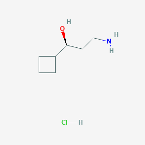 molecular formula C7H16ClNO B2516288 (1S)-3-氨基-1-环丁基丙烷-1-醇;盐酸盐 CAS No. 2580099-05-2