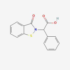 molecular formula C15H11NO3S B2516294 2-(3-Oxo-2,3-dihydro-1,2-benzothiazol-2-yl)-2-phenylacetic acid CAS No. 1291485-97-6