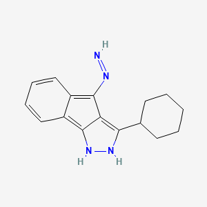 molecular formula C16H18N4 B2516307 3-cyclohexylindeno[1,2-c]pyrazol-4(2H)-one hydrazone CAS No. 946386-88-5