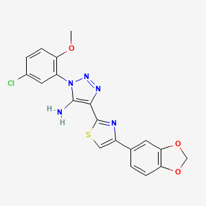 molecular formula C19H14ClN5O3S B2516314 4-(4-(benzo[d][1,3]dioxol-5-yl)thiazol-2-yl)-1-(5-chloro-2-methoxyphenyl)-1H-1,2,3-triazol-5-amine CAS No. 1207032-47-0