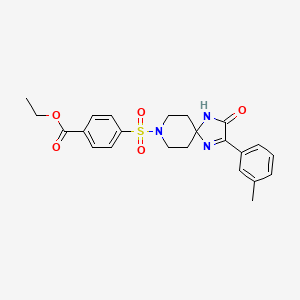 Ethyl 4-((3-oxo-2-(m-tolyl)-1,4,8-triazaspiro[4.5]dec-1-en-8-yl)sulfonyl)benzoate