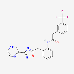 molecular formula C22H16F3N5O2 B2516329 N-(2-((3-(pyrazin-2-yl)-1,2,4-oxadiazol-5-yl)methyl)phenyl)-2-(3-(trifluoromethyl)phenyl)acetamide CAS No. 2034548-13-3