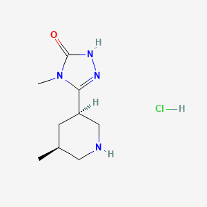 molecular formula C9H17ClN4O B2516338 4-Methyl-3-[(3R,5S)-5-methylpiperidin-3-yl]-1H-1,2,4-triazol-5-one;hydrochloride CAS No. 2470279-12-8