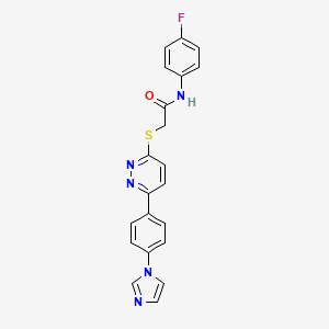 molecular formula C21H16FN5OS B2516344 N-(4-fluorophenyl)-2-[6-(4-imidazol-1-ylphenyl)pyridazin-3-yl]sulfanylacetamide CAS No. 905669-11-6