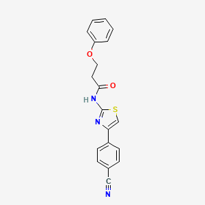 molecular formula C19H15N3O2S B2516347 N-(4-(4-cyanophenyl)thiazol-2-yl)-3-phenoxypropanamide CAS No. 476295-73-5
