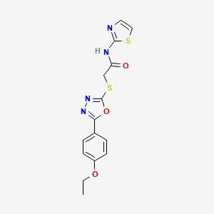 molecular formula C15H14N4O3S2 B2516348 2-((5-(4-ethoxyphenyl)-1,3,4-oxadiazol-2-yl)thio)-N-(thiazol-2-yl)acetamide CAS No. 850937-21-2
