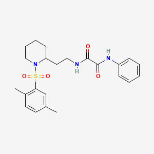 molecular formula C23H29N3O4S B2516349 N1-(2-(1-((2,5-dimethylphenyl)sulfonyl)piperidin-2-yl)ethyl)-N2-phenyloxalamide CAS No. 898461-32-0