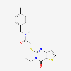 2-(3-ethyl-4-oxothieno[3,2-d]pyrimidin-2-yl)sulfanyl-N-[(4-methylphenyl)methyl]acetamide