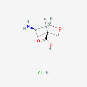 molecular formula C7H12ClNO3 B2516357 (1R,4S,6R)-6-Amino-2-oxabicyclo[2.2.1]heptane-4-carboxylic acid;hydrochloride CAS No. 2503155-98-2