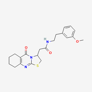 molecular formula C21H25N3O3S B2516361 N-(3-methoxyphenethyl)-2-(5-oxo-3,5,6,7,8,9-hexahydro-2H-thiazolo[2,3-b]quinazolin-3-yl)acetamide CAS No. 1021121-88-9