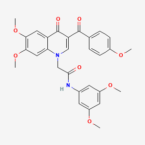 2-[6,7-dimethoxy-3-(4-methoxybenzoyl)-4-oxoquinolin-1-yl]-N-(3,5-dimethoxyphenyl)acetamide