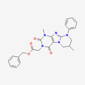 benzyl 2-{1,7-dimethyl-2,4-dioxo-9-phenyl-1H,2H,3H,4H,6H,7H,8H,9H-pyrimido[1,2-g]purin-3-yl}acetate