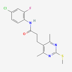 molecular formula C16H17ClFN3OS B2516375 N-(4-chloro-2-fluorophenyl)-3-(4,6-dimethyl-2-methylsulfanylpyrimidin-5-yl)propanamide CAS No. 930485-29-3