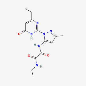 molecular formula C14H18N6O3 B2516379 N1-ethyl-N2-(1-(4-ethyl-6-oxo-1,6-dihydropyrimidin-2-yl)-3-methyl-1H-pyrazol-5-yl)oxalamide CAS No. 1013988-03-8