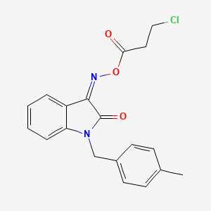 molecular formula C19H17ClN2O3 B2516383 [(Z)-[1-[(4-methylphenyl)methyl]-2-oxoindol-3-ylidene]amino] 3-chloropropanoate CAS No. 303149-62-4