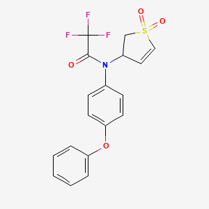 molecular formula C18H14F3NO4S B2516385 N-(1,1-dioxido-2,3-dihydrothiophen-3-yl)-2,2,2-trifluoro-N-(4-phenoxyphenyl)acetamide CAS No. 1017632-13-1