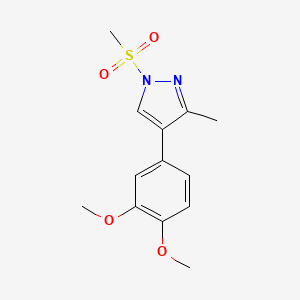 molecular formula C13H16N2O4S B2516390 4-(3,4-二甲氧基苯基)-3-甲基-1-(甲磺酰基)-1H-吡唑 CAS No. 321526-12-9
