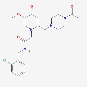 molecular formula C22H27ClN4O4 B2516392 2-(2-((4-乙酰哌嗪-1-基)甲基)-5-甲氧基-4-氧代吡啶-1(4H)-基)-N-(2-氯苄基)乙酰胺 CAS No. 921478-02-6