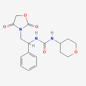 molecular formula C17H21N3O5 B2516395 1-(2-(2,4-dioxooxazolidin-3-yl)-1-phenylethyl)-3-(tetrahydro-2H-pyran-4-yl)urea CAS No. 2034271-51-5