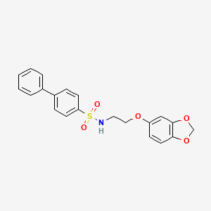 molecular formula C21H19NO5S B2516396 N-(2-(苯并[d][1,3]二氧杂环-5-基氧基)乙基)-[1,1'-联苯]-4-磺酰胺 CAS No. 1105205-19-3