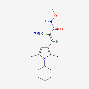 molecular formula C17H23N3O2 B2516402 (E)-2-Cyano-3-(1-cyclohexyl-2,5-dimethylpyrrol-3-yl)-N-methoxyprop-2-enamide CAS No. 1808470-63-4