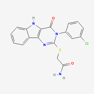 molecular formula C18H13ClN4O2S B2516406 2-((3-(3-chlorophenyl)-4-oxo-4,5-dihydro-3H-pyrimido[5,4-b]indol-2-yl)thio)acetamide CAS No. 536713-24-3