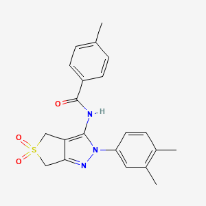 N-(2-(3,4-dimethylphenyl)-5,5-dioxido-4,6-dihydro-2H-thieno[3,4-c]pyrazol-3-yl)-4-methylbenzamide